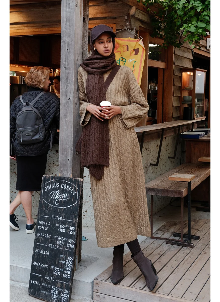 مانوكا Hair Knitted Sweater Dress Earth