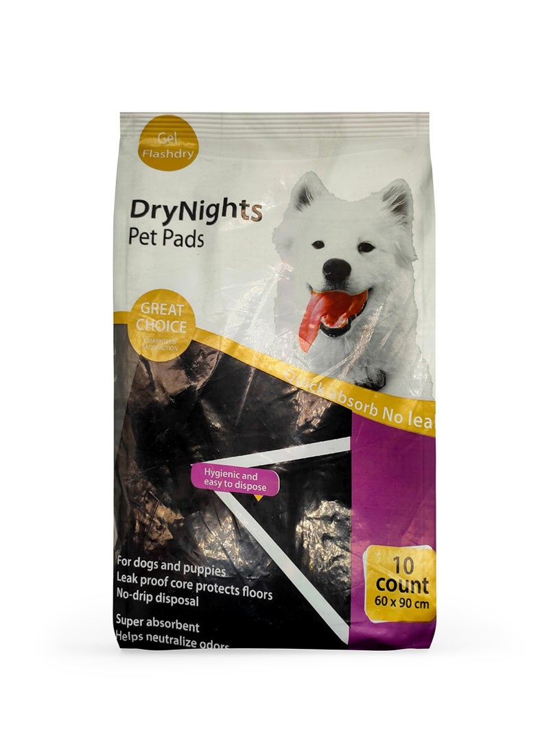 وسادات تدريب الحيوانات الأليفة دراي نايتس، 60 × 90 سم، عبوة من 10 قطع، فائقة الامتصاص، مانعة للتسرب