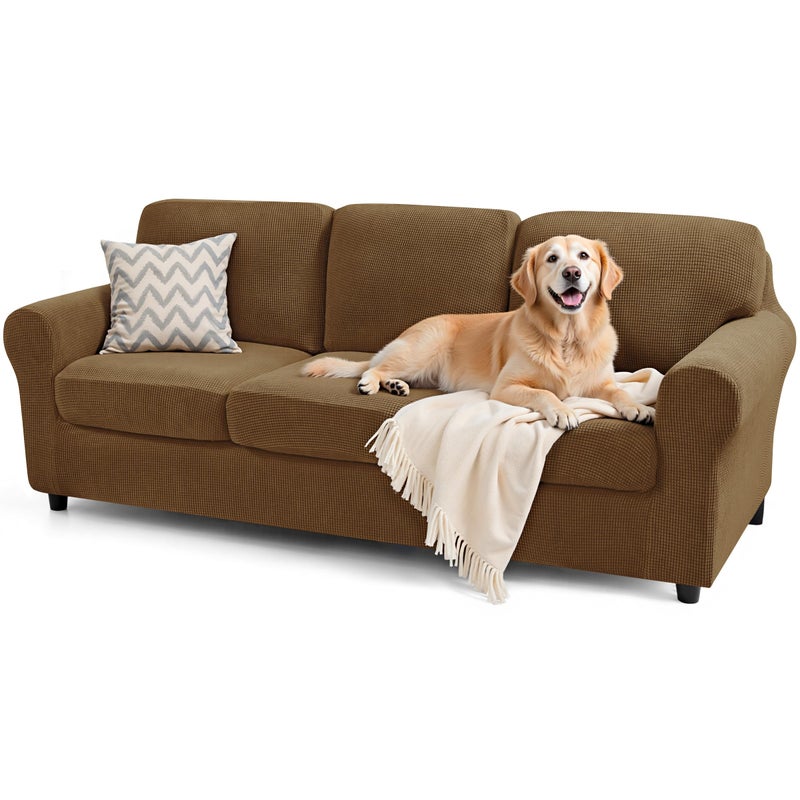 SUBRTEX 7 Pieces Stretch Sofa Slipcover Sets Couch Cover Sets Backrest Cushion Covers Furniture Protector Collection Set for Oversize Sofa Loveseat Chair Slip CoversLarge Coffee