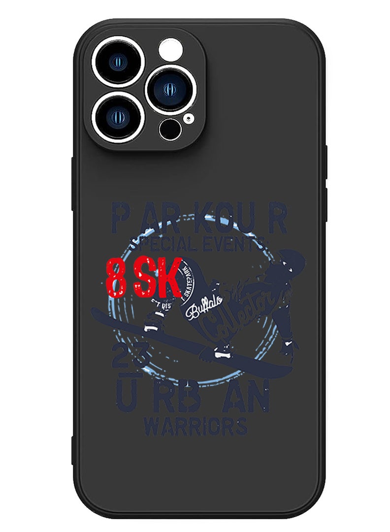 Theodor Protective Slim Fit Case Liquid Silicone Cover with Full Body Protection Anti-Scratch Shockproof Case For iPhone 15 Pro Max Black - Parkour special events  - Image 1