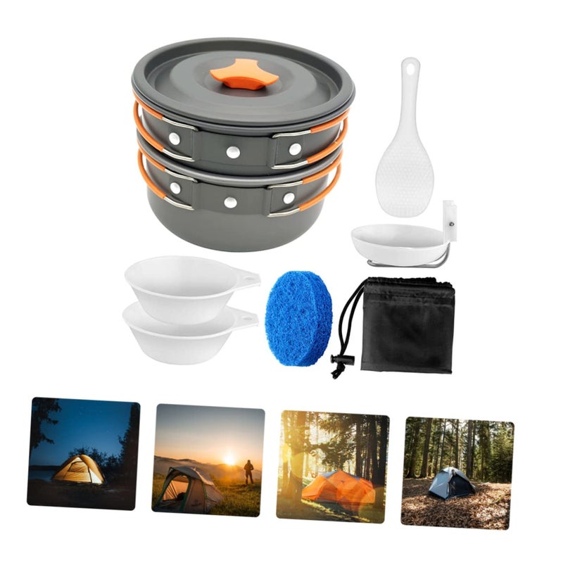 Portable Camping Cookware Set Of 2 With Non Stick Coating And Skid Resistant Handles - Image 5