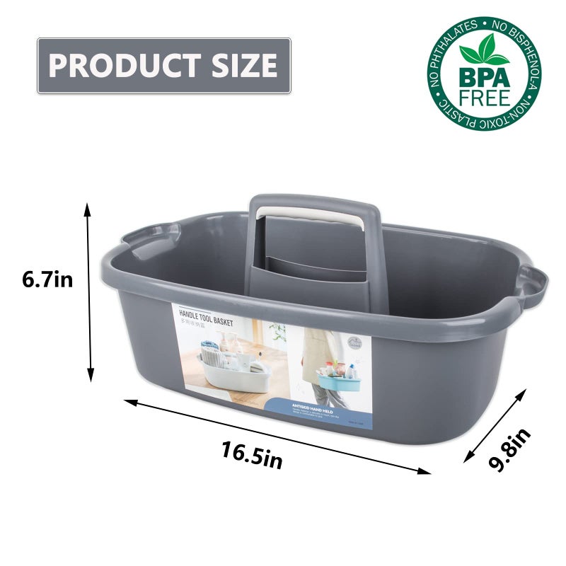 JiatuA Large Cleaning Supplies Caddy Portable Shower Basket Supply Organizer with Handle Plastic Bucket Tool Storage for Bathroom, Bedroom, Kitchen, College Dorm, Garden, Dark Gray - Image 5