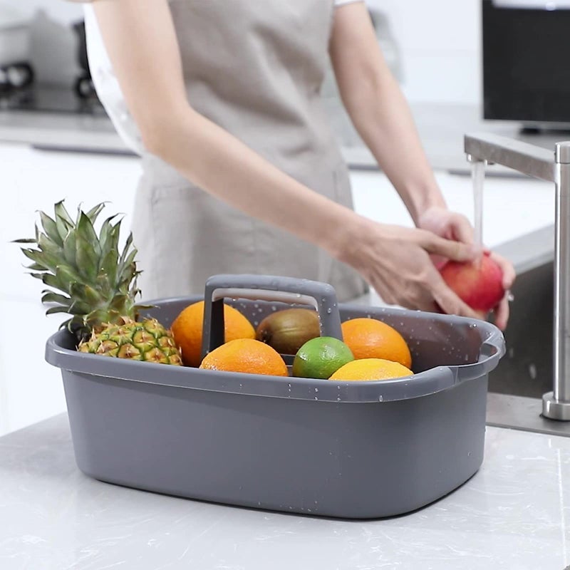 JiatuA Large Cleaning Supplies Caddy Portable Shower Basket Supply Organizer with Handle Plastic Bucket Tool Storage for Bathroom, Bedroom, Kitchen, College Dorm, Garden, Dark Gray - Image 2