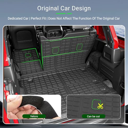 xipoqix Floor Mats Cargo Mat Backrest Mats Compatible with 18-25 Jeep Wrangler JL Unlimited 4X4 Cargo Liner Replacement for 18-25 Jeep Wrangler JL Accessories (Trunk Mat+Backrest Mats+Floor Mats) - Image 2