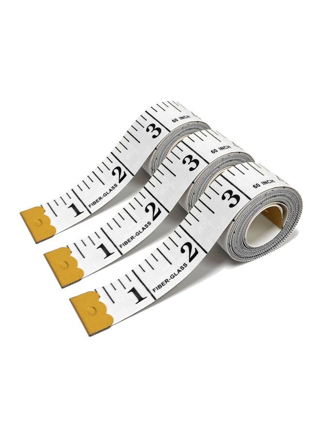 STAMI PLET 3 Pack Soft Measuring Tape for Body,Double Scale Fabric Craft Tape Measure Sewing Tailor Cloth Flexible Ruler for Weight Loss 60 inch/150cm,White - Image 1
