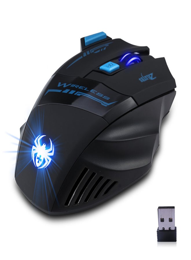 زيلوتس جهاز ألعاب لاسلكي ZELOTES F14 LED بصري بتردد 2.4 جيجا هرتز ودقة 2400 نقطة في البوصة و7 أزرار، مزود بإضاءة متغيرة الألوان، مثالي للاعبين المحترفين. - Image 5