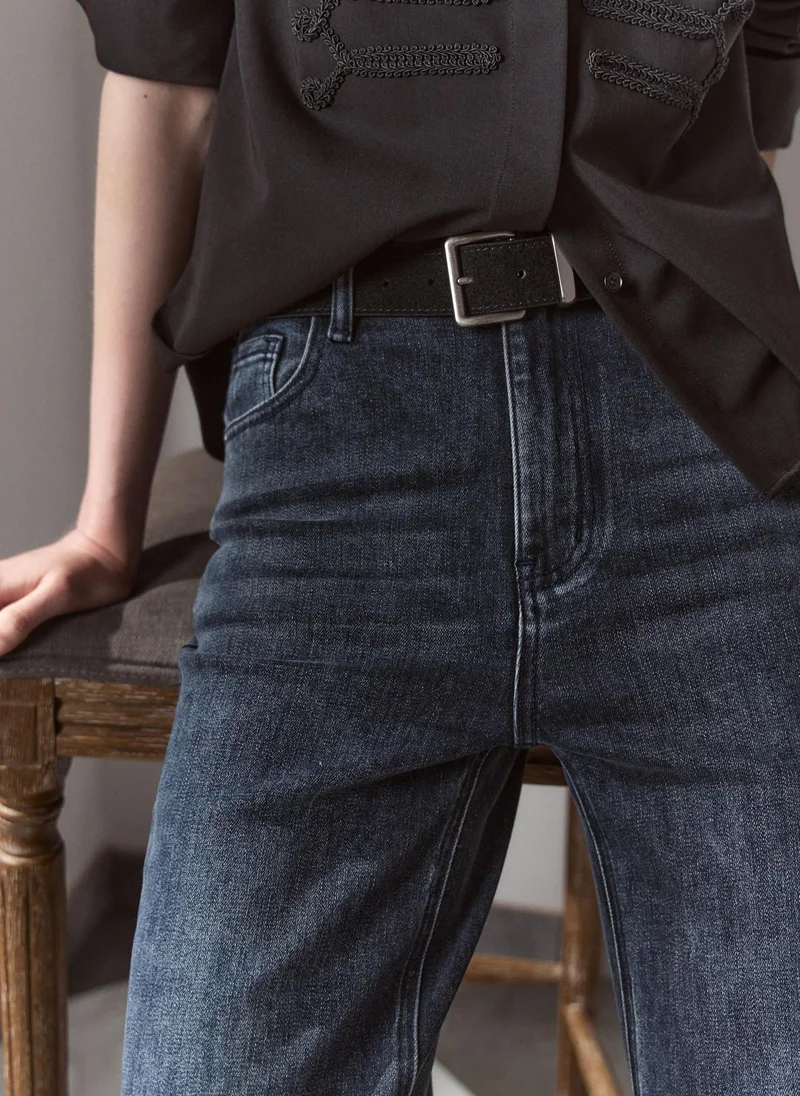 Lichi  Genuine suede belt with a rectangular buckle for Women | Best Price UAE