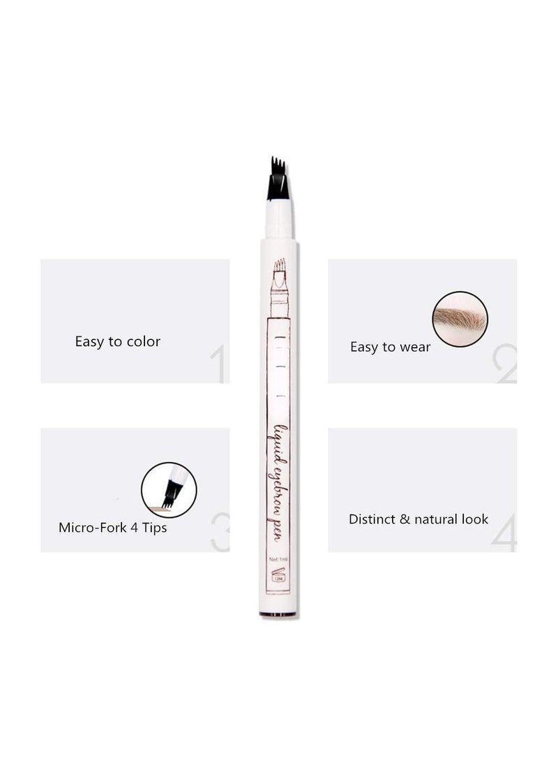 Eyebrow Pen, 4 Point Eyebrow Pencil Waterproof Eye Brown Makeup,Eyebrow Kits with 3 Eyebrow Stencil,1 Brow Razor (2# Brown)