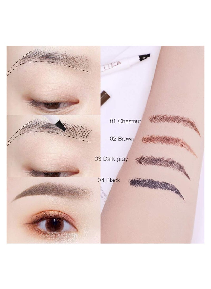 Eyebrow Pen, 4 Point Eyebrow Pencil Waterproof Eye Brown Makeup,Eyebrow Kits with 3 Eyebrow Stencil,1 Brow Razor (2# Brown)