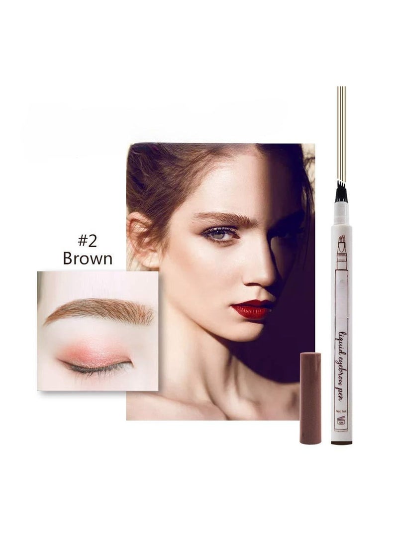 Eyebrow Pen, 4 Point Eyebrow Pencil Waterproof Eye Brown Makeup,Eyebrow Kits with 3 Eyebrow Stencil,1 Brow Razor (2# Brown)