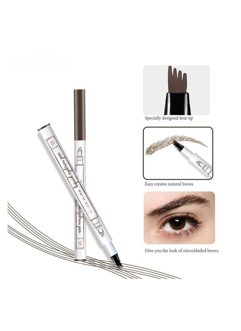 Eyebrow Pen, 4 Point Eyebrow Pencil Waterproof Eye Brown Makeup,Eyebrow Kits with 3 Eyebrow Stencil,1 Brow Razor (2# Brown)