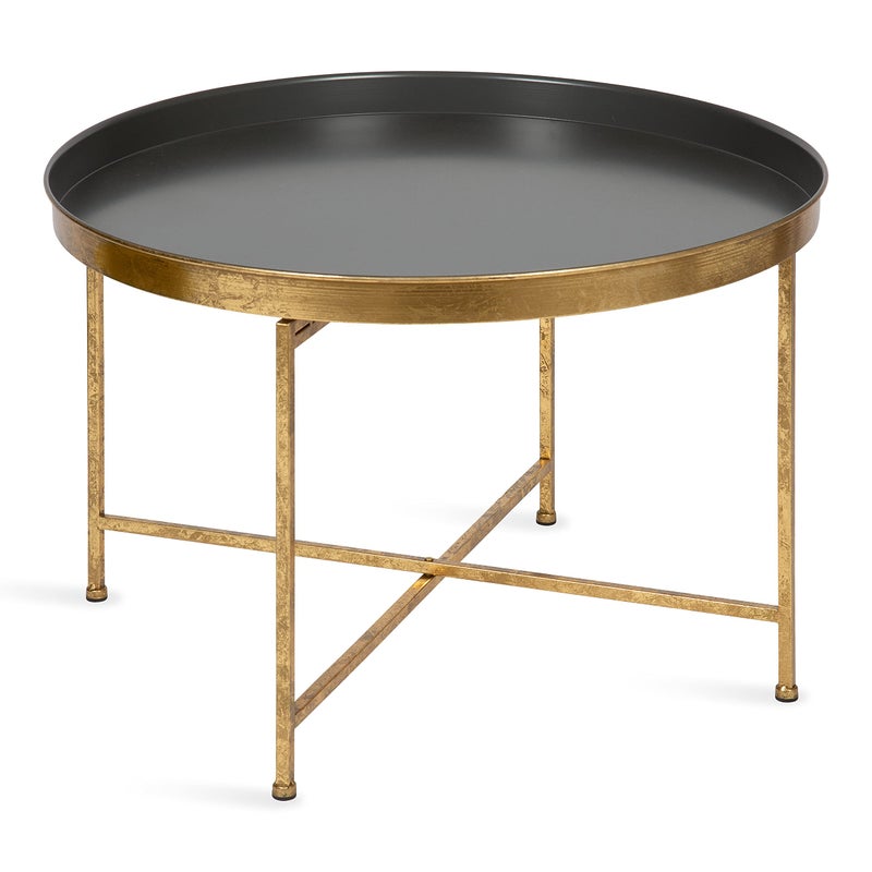 Kate and Laurel Kate and Laurel Celia Metal Foldable Round Accent Coffee Table 2825 x 2825 x 19 Mirrored Surface and Gold Frame Modern Minimalist Design and Detachable Magnetic Tabletop 