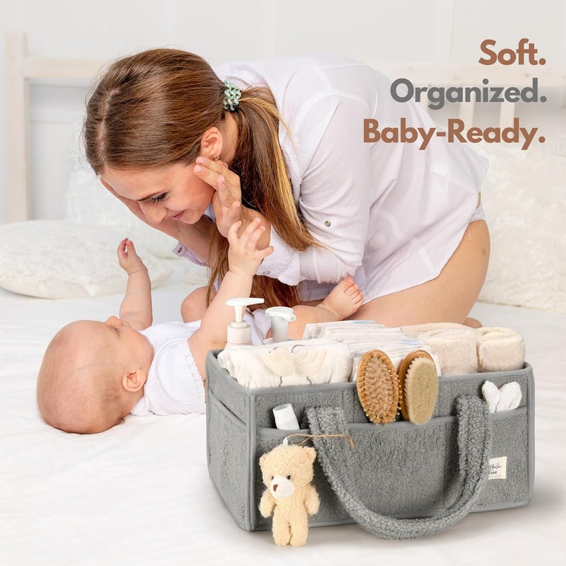 PeraBella Baby Diaper Caddy Organizer with Handle Boy Girl Shower Gift Basket Portable Diaper Storage Basket Bin for Wipes Newborn Baby Essentials Registry Search Must Haves Car Caddy Organizer - Image 5