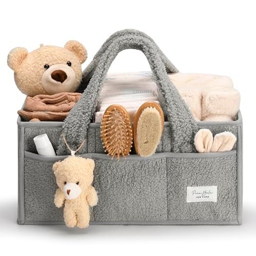 PeraBella Baby Diaper Caddy Organizer with Handle Boy Girl Shower Gift Basket Portable Diaper Storage Basket Bin for Wipes Newborn Baby Essentials Registry Search Must Haves Car Caddy Organizer - Image 1