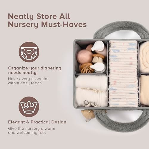 PeraBella Baby Diaper Caddy Organizer with Handle Boy Girl Shower Gift Basket Portable Diaper Storage Basket Bin for Wipes Newborn Baby Essentials Registry Search Must Haves Car Caddy Organizer - Image 3
