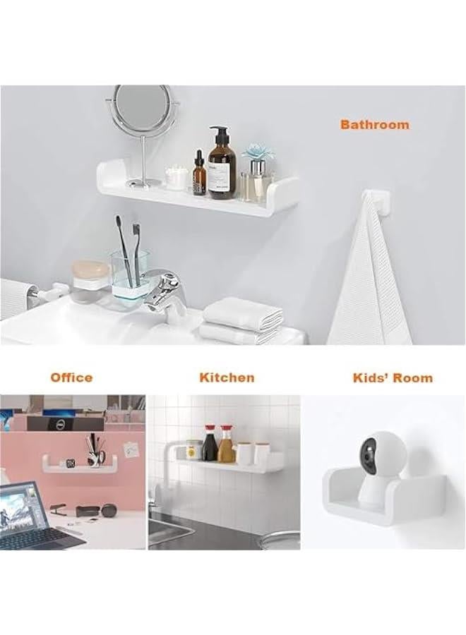 HOOKOR Set of 3 White Floating Shelves U Ledge Display Plastic Wall Shelf Stick On Damage Free Non-Drilling Removable Wall Decor for Home Living Room Kitchen Bathroom Indoor - Image 4