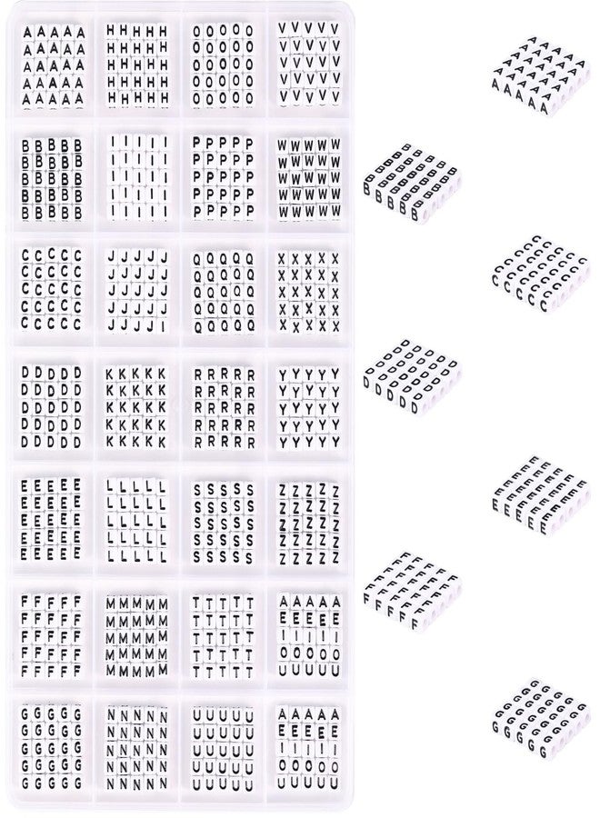 DoDoBeads 700 Pcs Small Letter Beads, 5 * 5 Tiny Square Letter Beads for Bracelet Making, Mini White Letter Beads for Jewelry Making, Small Beads fro Bracelets Necklaces Crafts Making - Image 1
