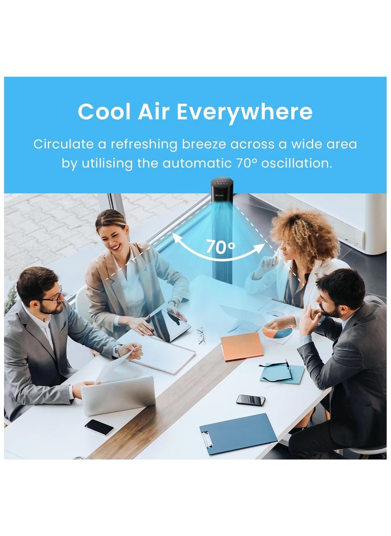 Pro Breeze - Oscillating 30-inch Tower Fan with Ultra-Powerful 60W Motor, Remote Control, 7.5 Hour Timer and 3 Cooling Fan Modes for Home and Office - Black - Image 1