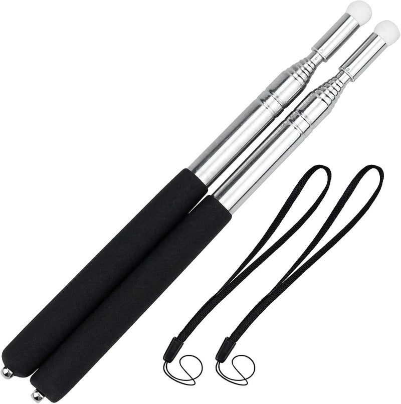 Pointer Sticks, Extendable Pointing Stick for Teachers, 2 Pieces 1m Retractable Telescope Pointer with Lanyards for Coach Class Classroom Whiteboard Post Pointer - Black - Image 1