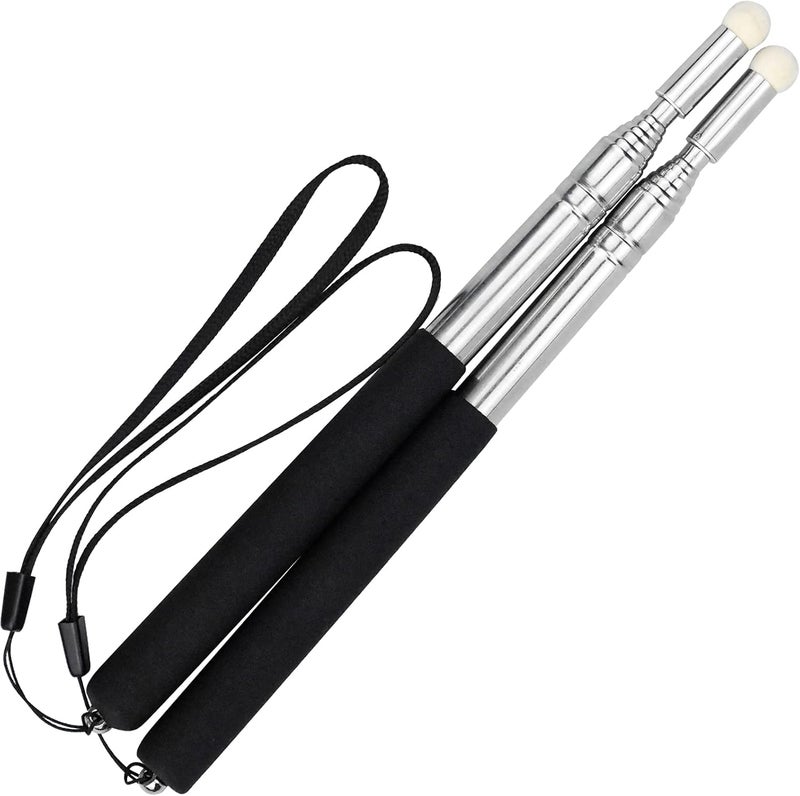 Pointer Sticks, Extendable Pointing Stick for Teachers, 2 Pieces 1m Retractable Telescope Pointer with Lanyards for Coach Class Classroom Whiteboard Post Pointer - Black - Image 2