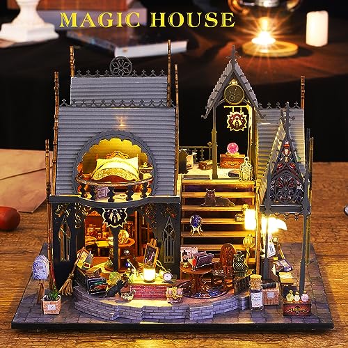 Spilay Dollhouse Miniature with FurnitureDIY Wooden Crafts Magic Doll House Mini Handmade Kit124 Scale Creative Room Idea Gift Lunas Maqic House with Dust Cover Music Box - Image 5