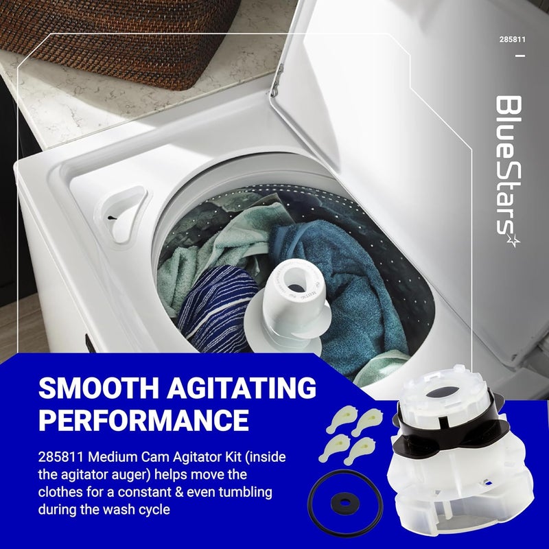 BlueStars Ultra Durable 285811 Washer Medium Agitator Repair Kit Replacement - Exact Fit for Whirlpool & Kenmore Washers - Replaces 3363663 AP3138838 PS334650 3347410 3948431 3351001 - Image 2