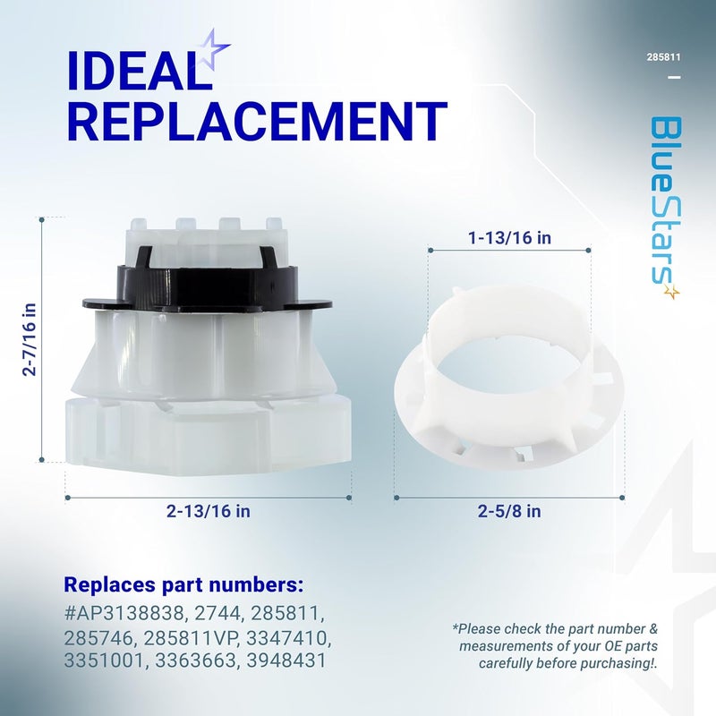 BlueStars Ultra Durable 285811 Washer Medium Agitator Repair Kit Replacement - Exact Fit for Whirlpool & Kenmore Washers - Replaces 3363663 AP3138838 PS334650 3347410 3948431 3351001 - Image 3