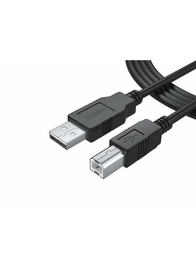 PWR+ 6Ft Long Midi Cable USB 2.0 Type-A to Type-B High Speed Cord for Audio Interface, Midi Keyboard, USB Microphone, Mixer, Speaker, Monitor, Instrument, Strobe Light System Laptop Mac PC - Image 1