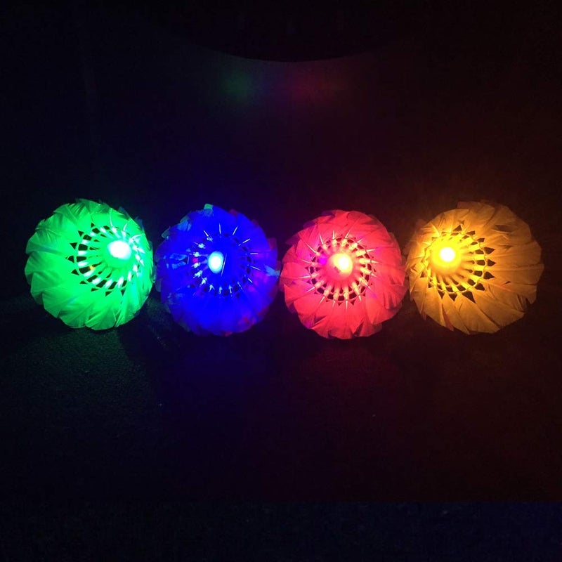 ZHENAN LED Badminton Shuttlecocks Dark Night Glow Birdies Lighting for Outdoor & Indoor Sports Activities (Feather_4pcs) - Image 3