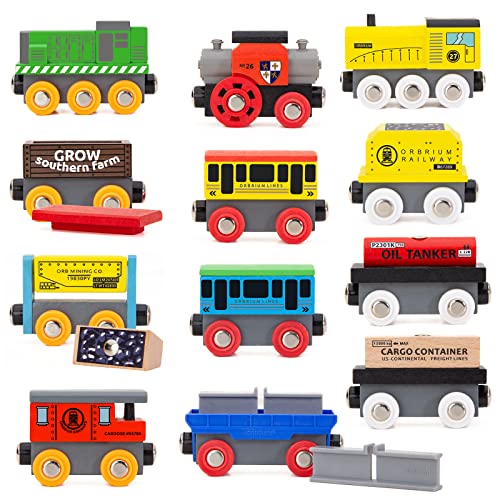 Orbrium Wooden Train Cars Gift Set with Wooden Storage Box with Box Cover Tunnel for 3,4,5,6,7 Years Old Compatible with Thomas & Friends, Brio, IKEA, Imaginarium, Melissa and Doug by ORBRIUM - Image 2