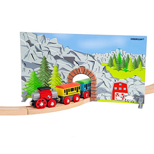 Orbrium Wooden Train Cars Gift Set with Wooden Storage Box with Box Cover Tunnel for 3,4,5,6,7 Years Old Compatible with Thomas & Friends, Brio, IKEA, Imaginarium, Melissa and Doug by ORBRIUM - Image 3