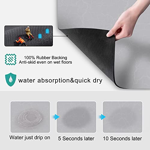 Golener Coffee Maker Mat for Countertops, Coffee Bar Accessories Fit Under Coffee Machine Mat, 19"x12" Rubber Backed Coffee Pots, Table Mat Under Appliance, Dish Drying Mat, Marble Gray for Kitchen Counter - Image 2