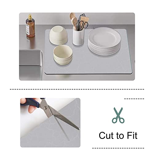 Golener Coffee Maker Mat for Countertops, Coffee Bar Accessories Fit Under Coffee Machine Mat, 19"x12" Rubber Backed Coffee Pots, Table Mat Under Appliance, Dish Drying Mat, Marble Gray for Kitchen Counter - Image 5