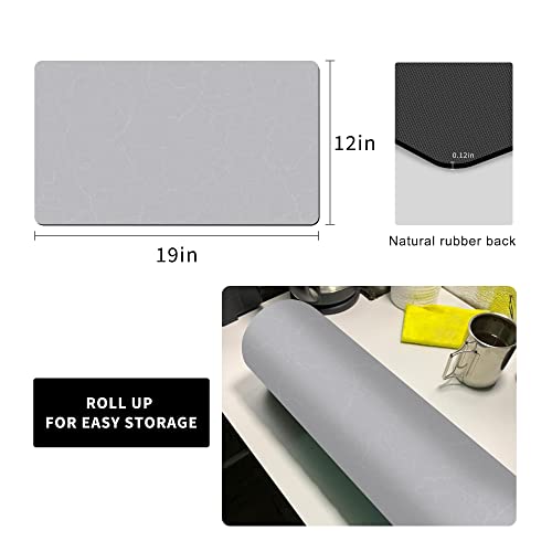 Golener Coffee Maker Mat for Countertops, Coffee Bar Accessories Fit Under Coffee Machine Mat, 19"x12" Rubber Backed Coffee Pots, Table Mat Under Appliance, Dish Drying Mat, Marble Gray for Kitchen Counter - Image 3