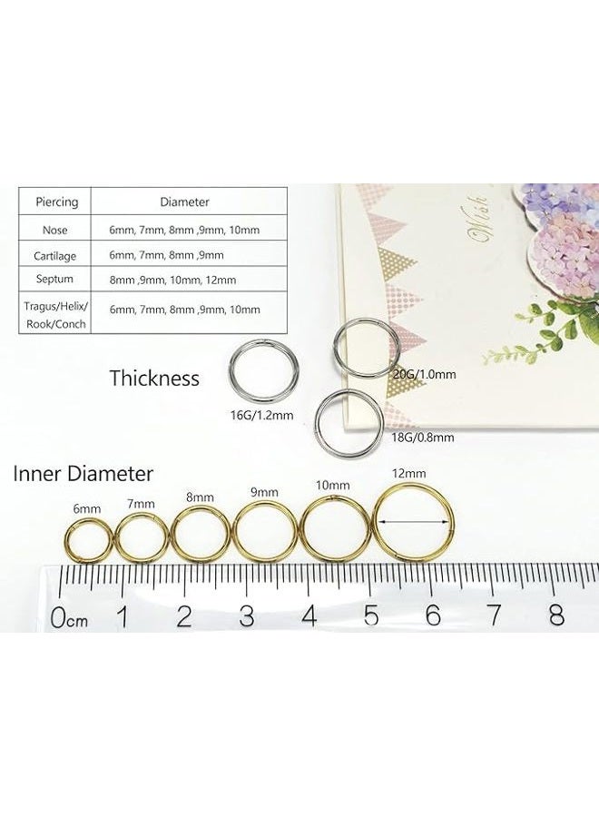 HQLA 16G 18G 6mm 8mm 10mm Hinged Clicker Segment CZ Twisted Clicker Nose Rings Hoop Helix Cartilage Daith Tragus Sleeper Earrings Body Piercing for Women Men, Middle, Stainless Steel, Cubic Zirconia - Image 3