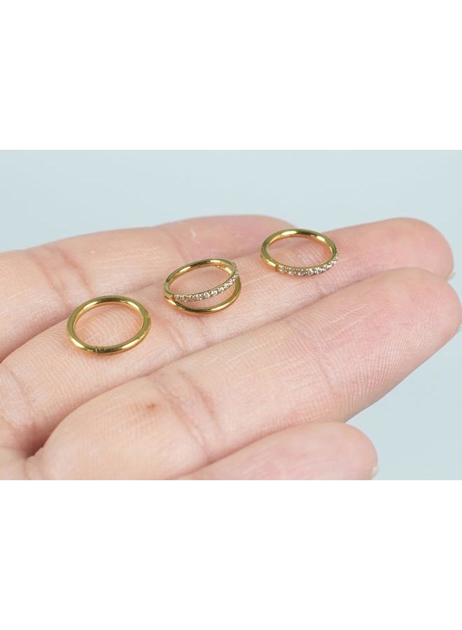 HQLA 16G 18G 6mm 8mm 10mm Hinged Clicker Segment CZ Twisted Clicker Nose Rings Hoop Helix Cartilage Daith Tragus Sleeper Earrings Body Piercing for Women Men, Middle, Stainless Steel, Cubic Zirconia - Image 2