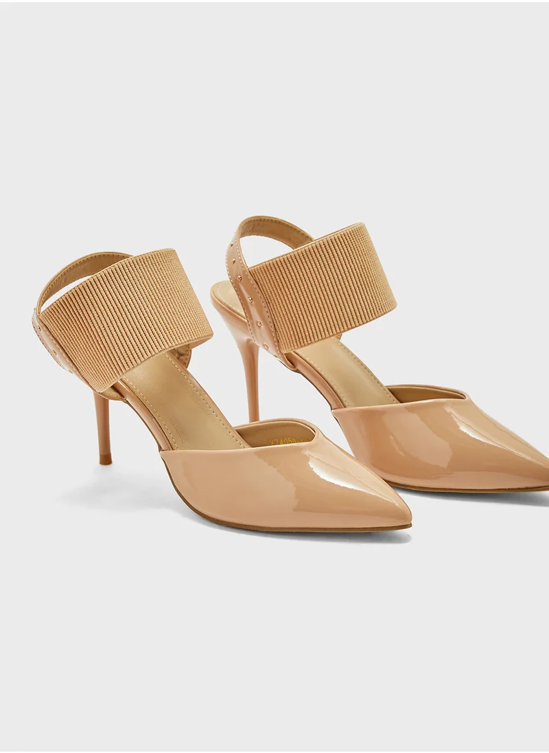 ELLA Elastic Pointy Sling Back Pump