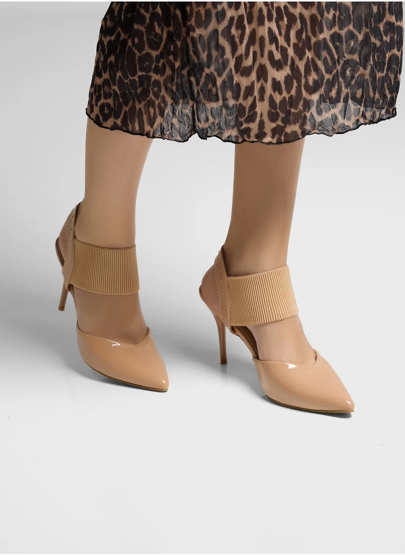 ELLA Elastic Pointy Sling Back Pump