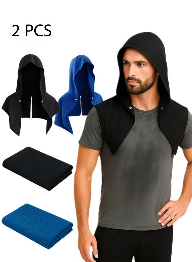 STL 2-Pack Cooling Hoodie Gym Towels – Instant Cooling Neck Wraps for Workout, Gym, Running & Hot Weather | UV Protection Club Towels & Sports Towels for Men & Women (Black & Royal Blue) - Image 1