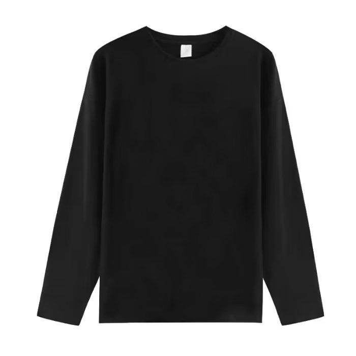 220G Combed Cotton Drop-Shoulder Long Sleeve Round Neck T-Shirt Men And Women Couple Loose Solid Color Undershirt