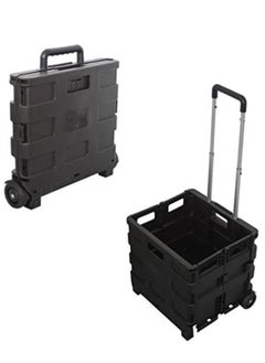 ABJ Folding Shopping Cart with Telescopic Handle and Durable Wheels for Easy Transportation of Groceries, Office Supplies and Travel Needsart  - Image 1