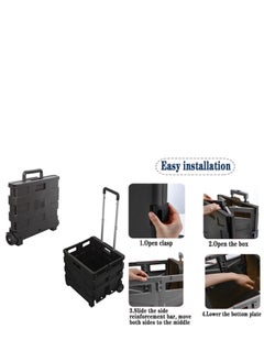 ABJ Folding Shopping Cart with Telescopic Handle and Durable Wheels for Easy Transportation of Groceries, Office Supplies and Travel Needsart  - Image 3