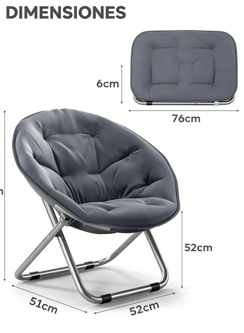 KIIUMI Furniture Chairs,Home Folding Lounge Fabric Chair,Large Saucer Chair,Ergonomic Recliner Chair,Widened Seat Design,Balcony Leisure Chair,Suitable for Outdoor and Indoor Use, Garden, Camping, Living Room or Bedroom - Image 2
