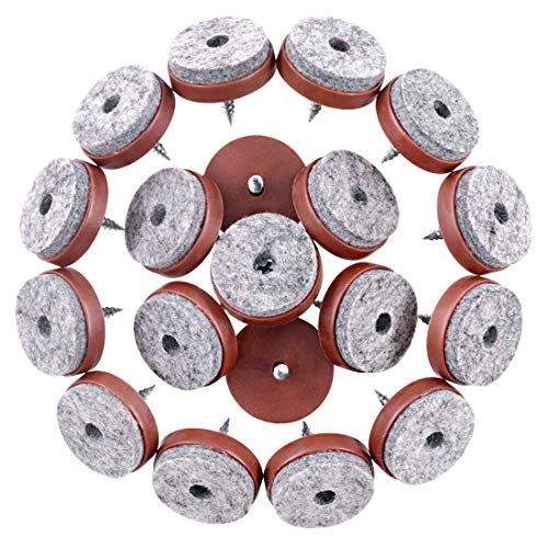 Swpeet 52Pcs 28mm Brown Furniture Felt Pads Non Slip Furniture Pads with Screwon Felt Pad Furniture Slider Floor Protector for Wooden Leg Feet of Chair Table Sofa - Image 1