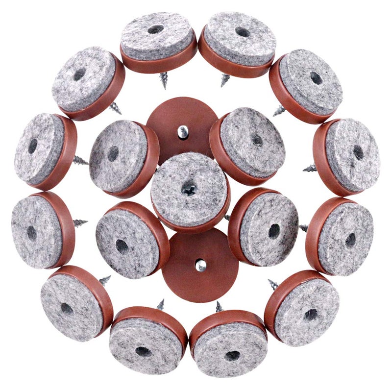 Swpeet 52Pcs 28mm Brown Furniture Felt Pads Non Slip Furniture Pads with Screwon Felt Pad Furniture Slider Floor Protector for Wooden Leg Feet of Chair Table Sofa - Image 2