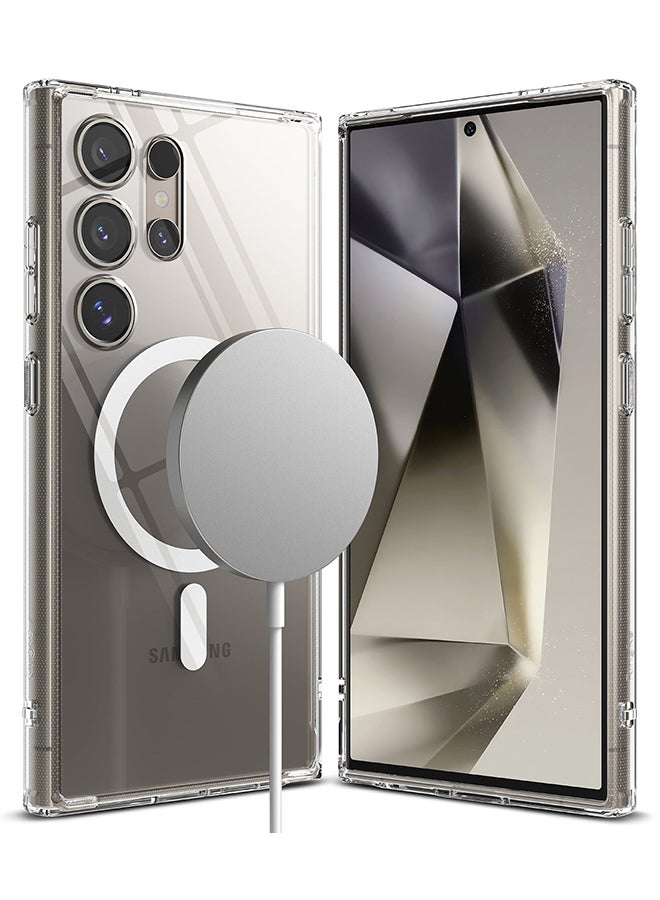 Ringke Fusion Magnetic Case For Samsung Galaxy S24 Ultra, Strong Magnet, For MagSafe, Transparent PC Hard Back Shockproof Soft TPU Bumer Phone Cover - Clear - Image 1