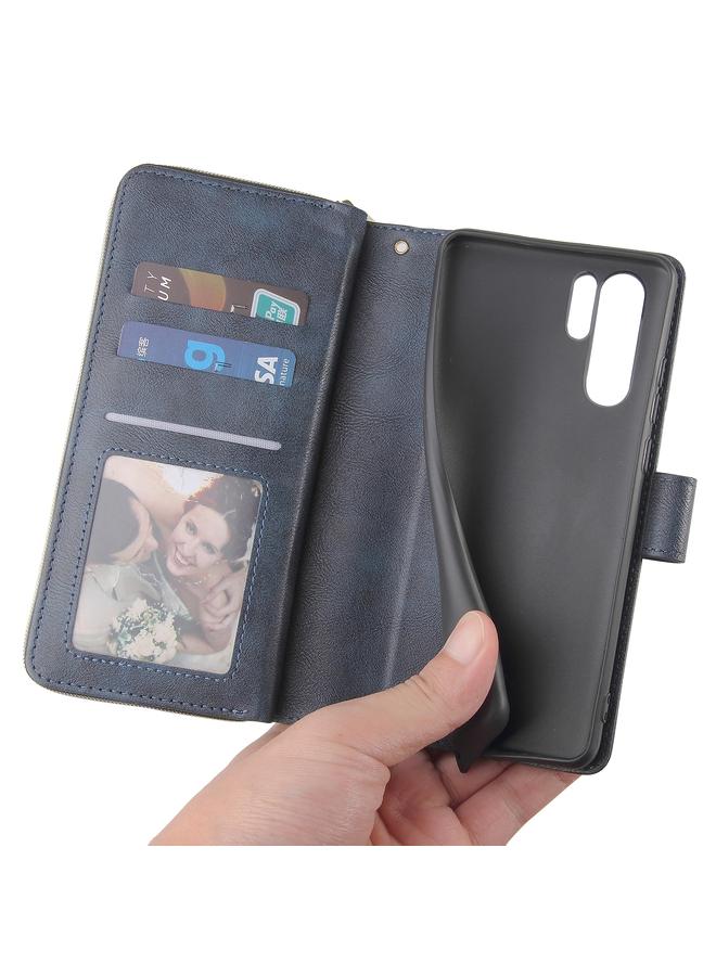 Zaboon Case For Huawei P30 Pro Zipper Wallet Bag Horizontal Flip PU Leather Case with Holder & 9 Card Slots & Wallet & Lanyard & Photo Frame - Image 4