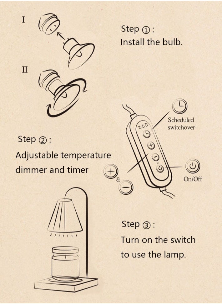 dida-cosmos - Candle Heater Lamp Metal Simple Aromatherapy Lamp with Bulb and Light Control Suitable for Aromatherapy Candles, Jar Candles, Night Lights, Candle Lights - Image 1