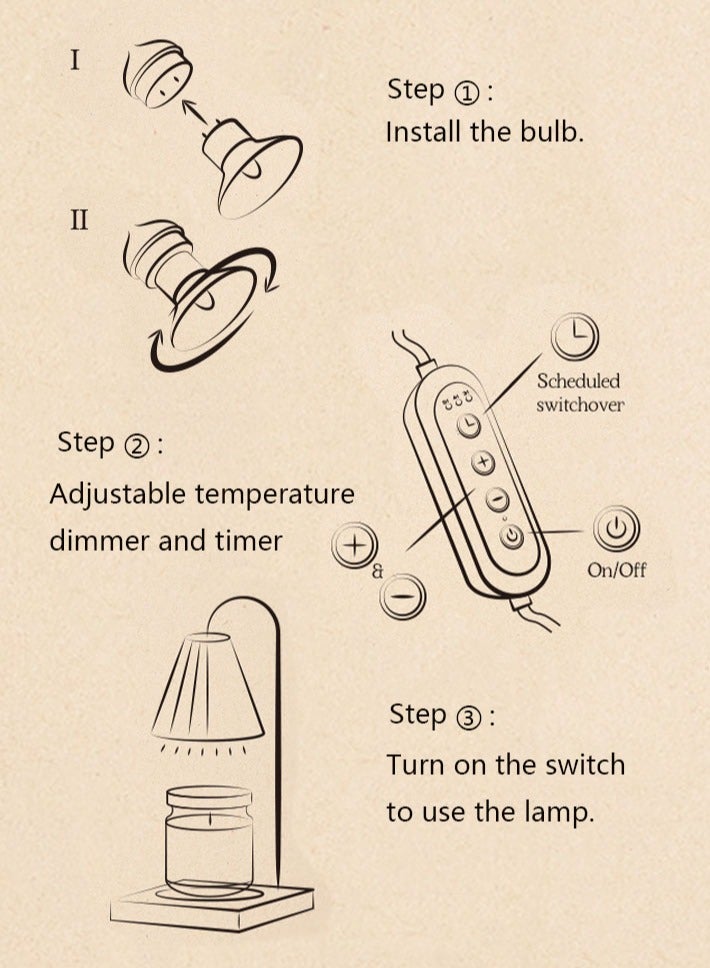 dida-cosmos Candle Heater Lamp Metal Simple Aromatherapy Lamp with Bulb and Light Control Suitable for Aromatherapy Candles, Jar Candles, Night Lights, Candle Lights - Image 5
