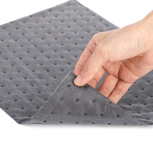 Okllen 100 Pack Oil Absorbent Pads, Single Weight Dimpled Pad, Oil Spill Mat for Absorbing Protecting Home Garage Basement, 13"x10", Grey - Image 5